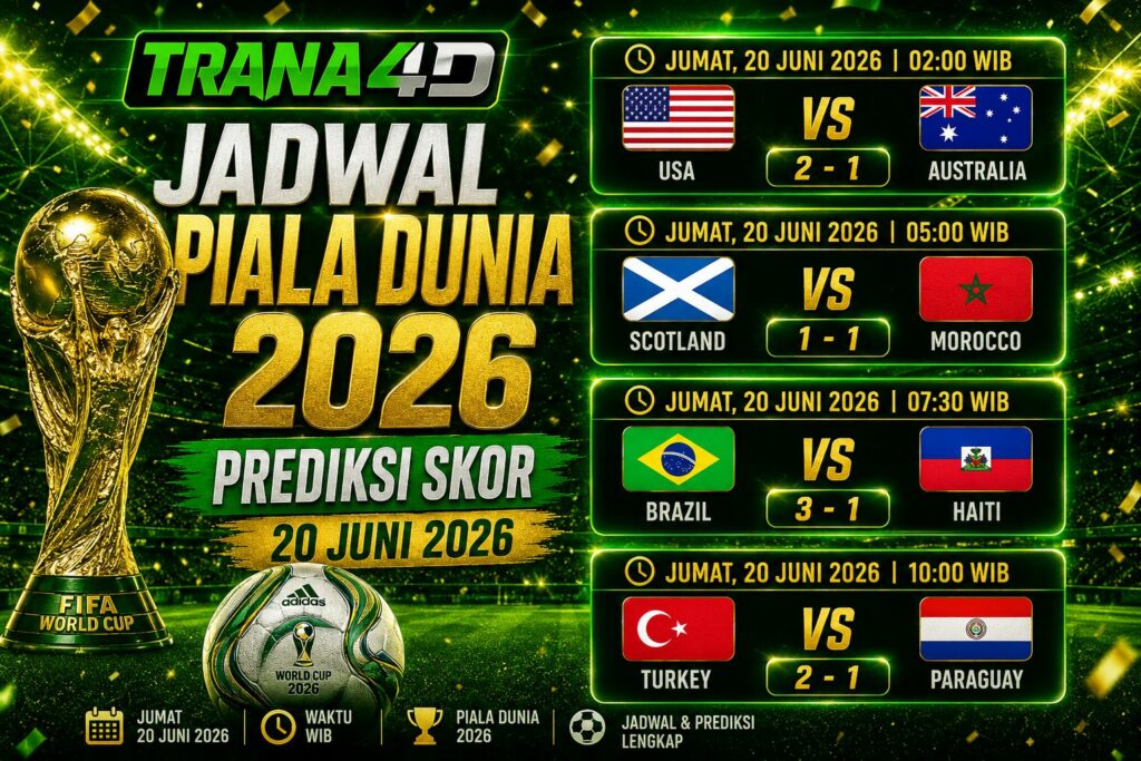 Pertandingan Piala Dunia 2026 + Prediksi Skor 20 Juni 2026 (Analisa Lengkap)
