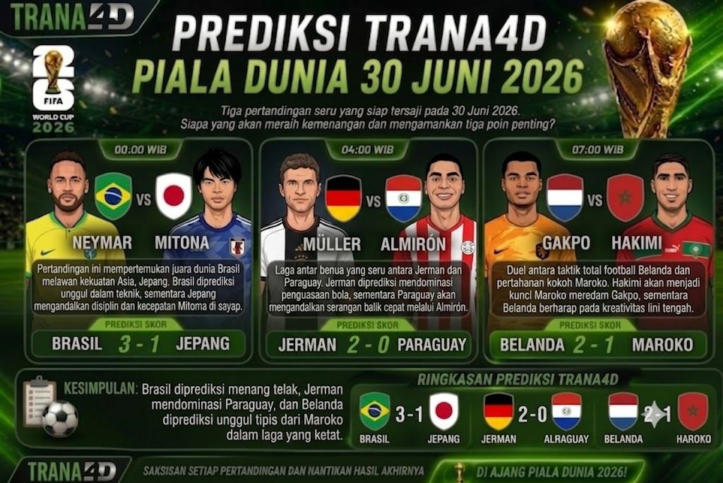Prediksi Pertandingan 30 Juni 2026 – Match Pilihan