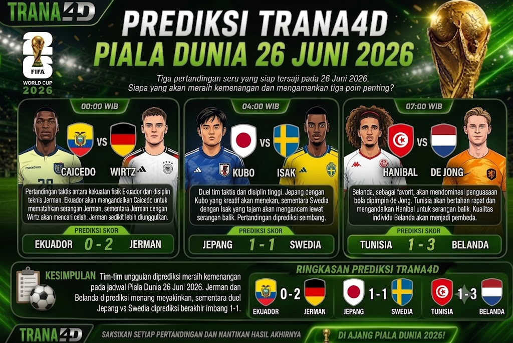 Prediksi Pertandingan 26 Juni 2026 – Match Pilihan