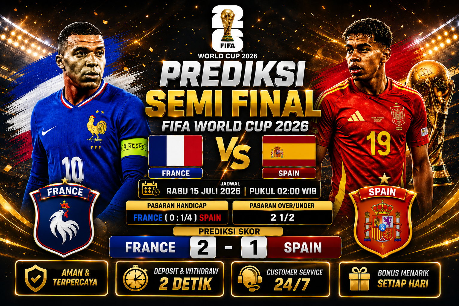 Prediksi SEMI FINAL France vs Spain FIFA WORLD CUP 2026