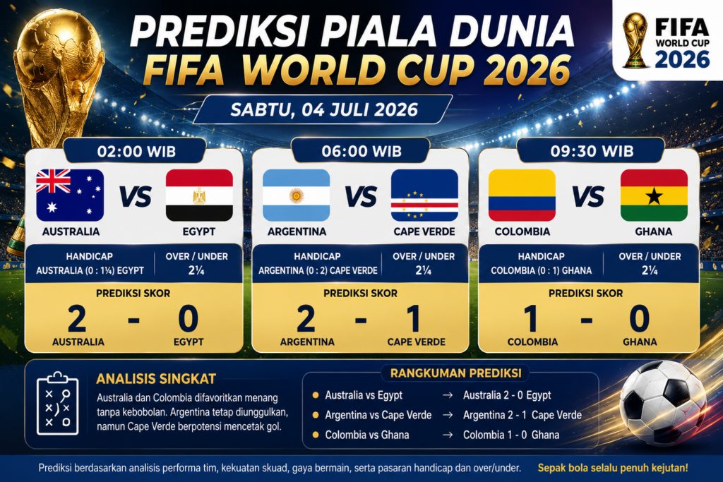 Prediksi Prediksi FIFA World Cup 04 Juli 2026 – Match Pilihan