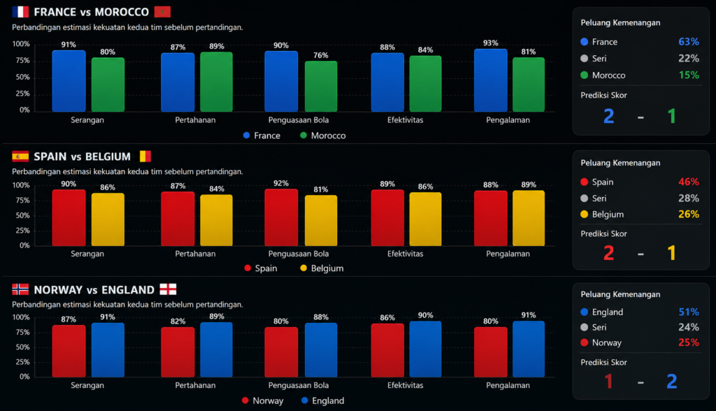 Prediksi Piala Dunia 2026 Hari Ini: France vs Morocco, Spain vs Belgium & Norway vs England